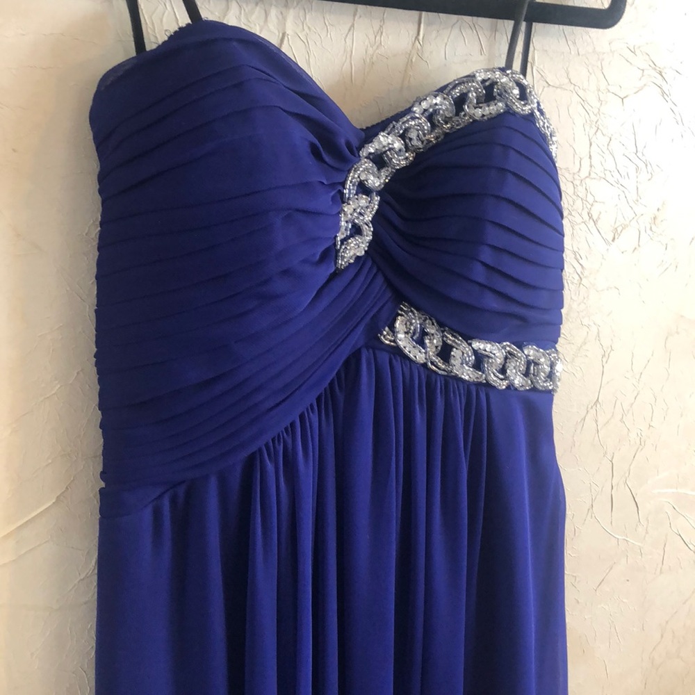 Blonde Nites Royal Blue Strapless Dress Size 3 - Picture 4 of 5